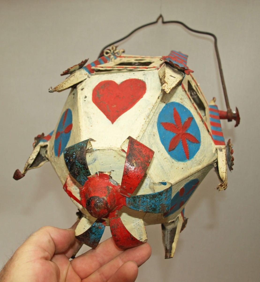 Large Polychrome Processional Lantern - 19th Century-photo-4