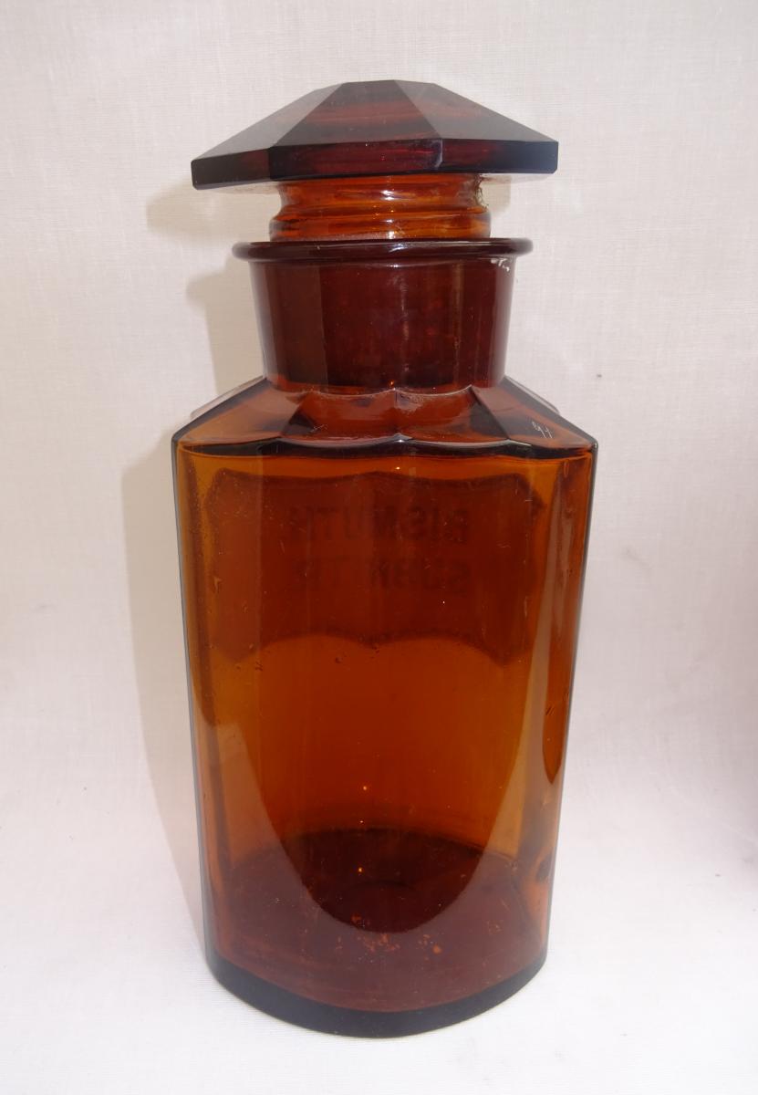 Large Pharmacy Bottle Amber Glass Glazed-photo-4