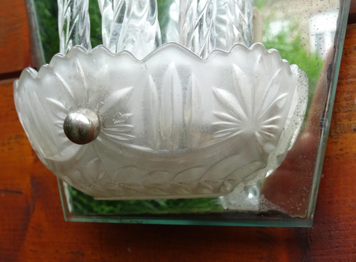 Paire d'Appliques en miroir En Verre De Murano Année 1940-50-photo-3