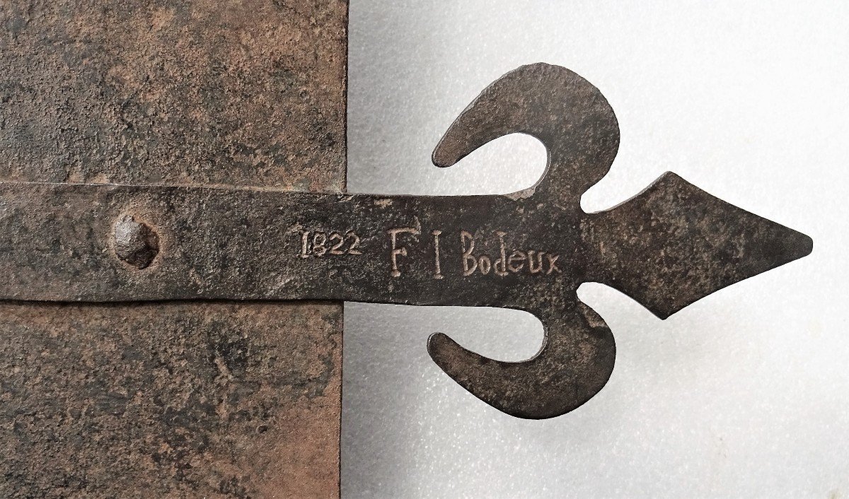 Archelle En Fer Forgé  Et Bronze Datée 1822 - Décor De Fleurs De Lys -photo-3