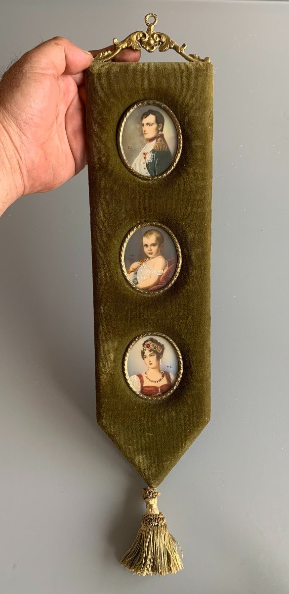 Miniature On Ivory - Napoleon - Marie Louise And The King Of Rome