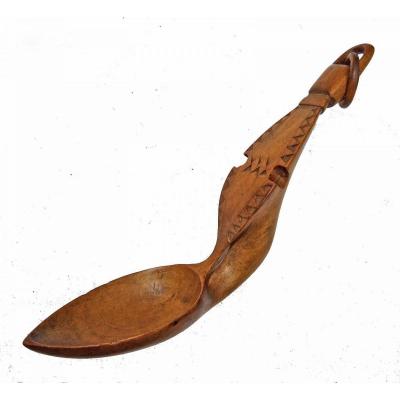 Monoxyl Wooden Spoon With Ring - Mastery Work - Folk Art