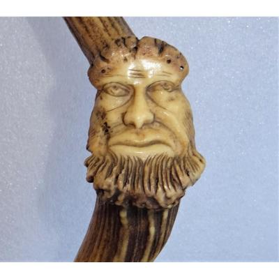 Carved Cane In Deer Wood