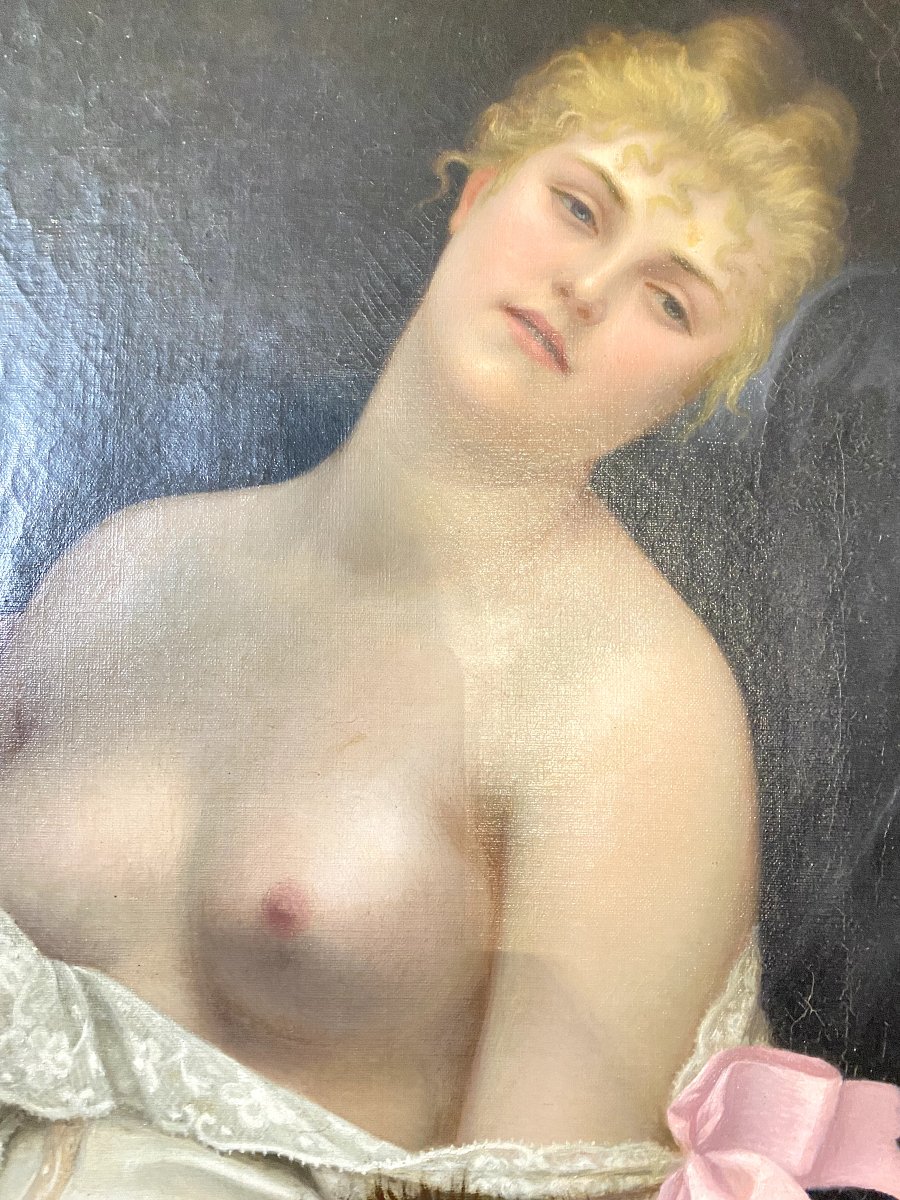  Nu féminin, attribué à Fernand Maxence de Chambord, huile sur toile, France fin XIXᵉ siècle-photo-2