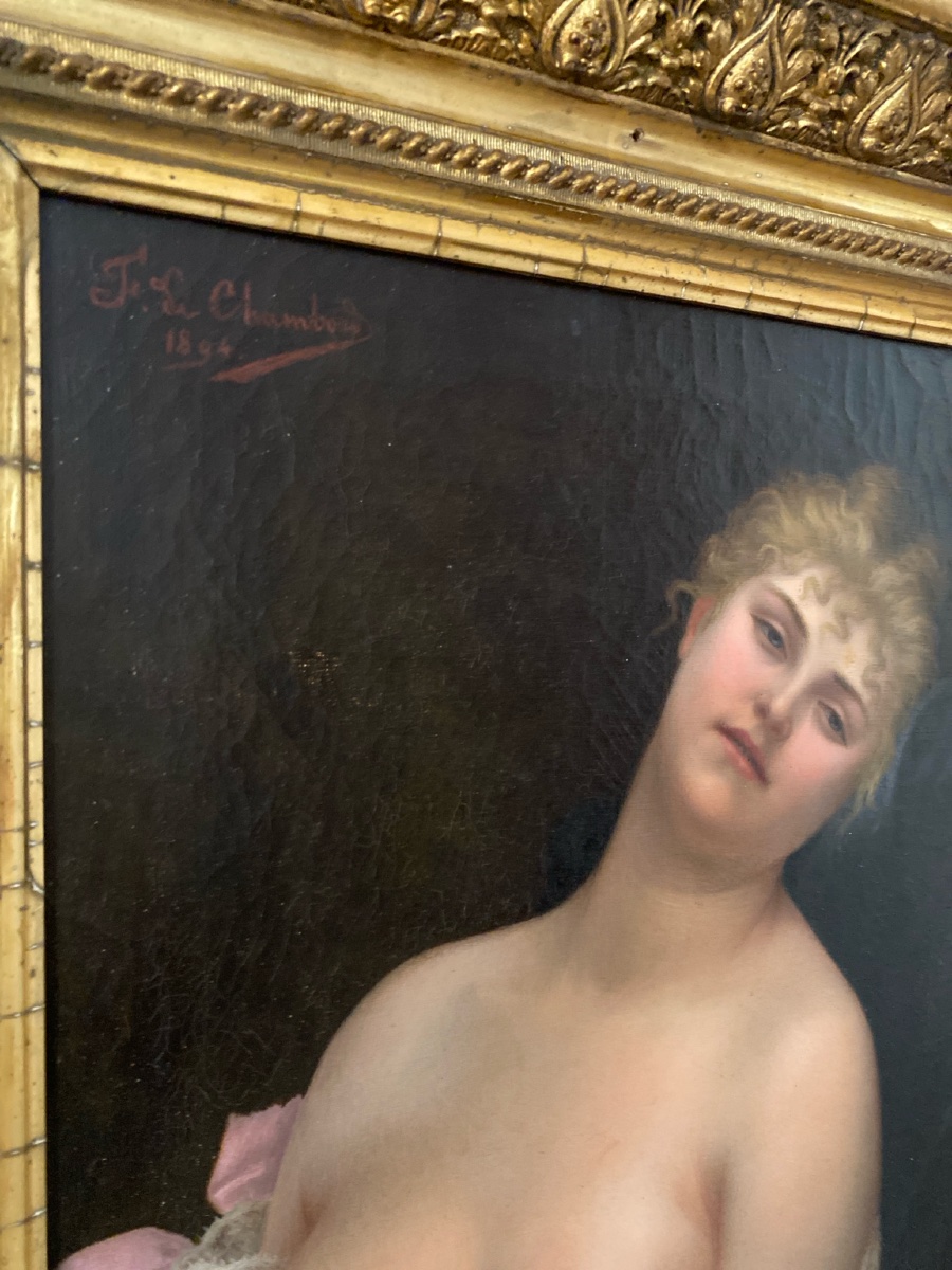  Female Nude, Attributed To Fernand Maxence De Chambord, Oil On Canvas, France, Late 19th Century-photo-2