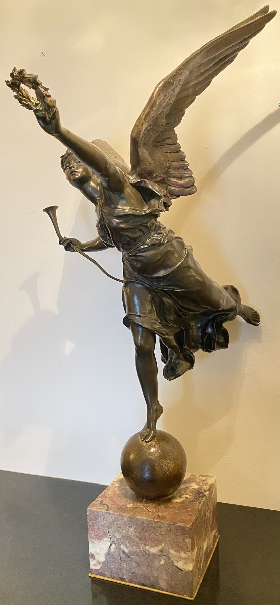 Victoire ailée, bronze signé A. Barrias, France, fin XIXᵉ siècle-photo-2