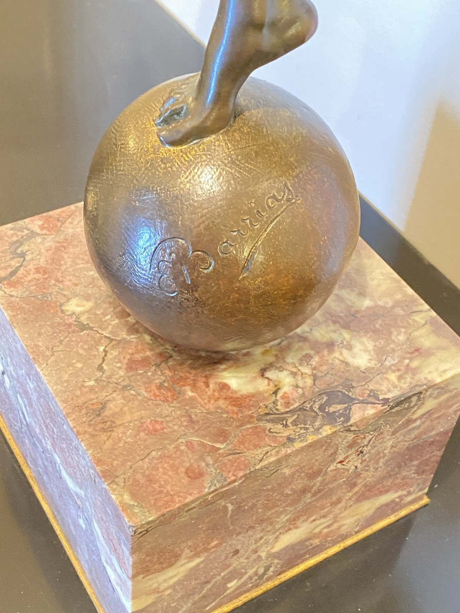 Victoire ailée, bronze signé A. Barrias, France, fin XIXᵉ siècle-photo-3