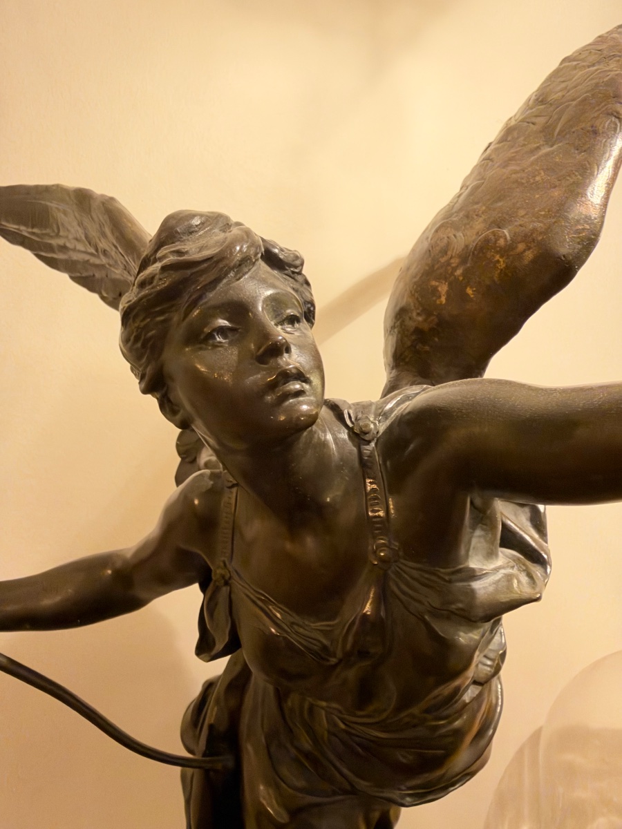  Winged Victory, Bronze Sculpture Signed A. Barrias, France, Late 19th Century-photo-4
