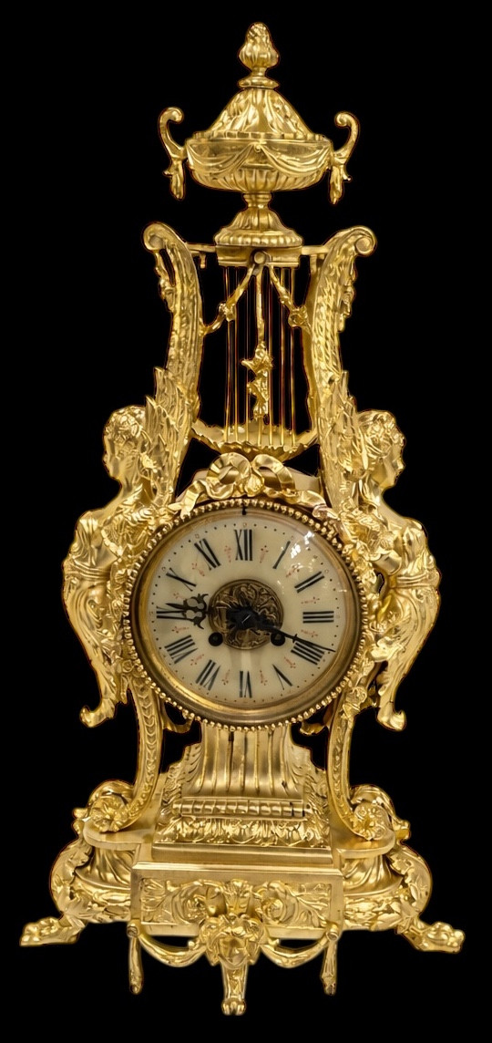 Napoleon III Gilt Bronze Clock – Winged Figures – 19th C.