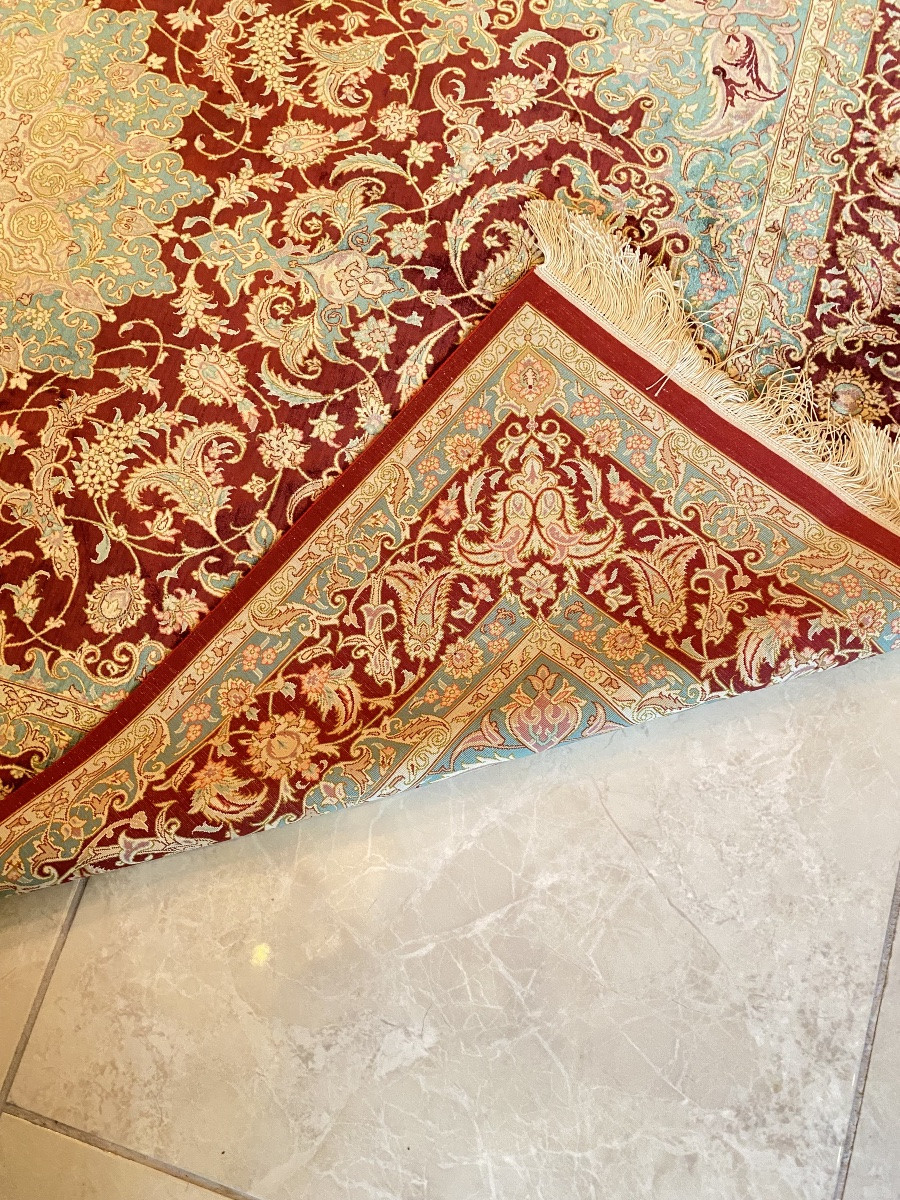  Important Ghoum (qom) Silk Rug Signed Shakeri, Iran, 207 X 134 Cm, Hand-knotted-photo-2