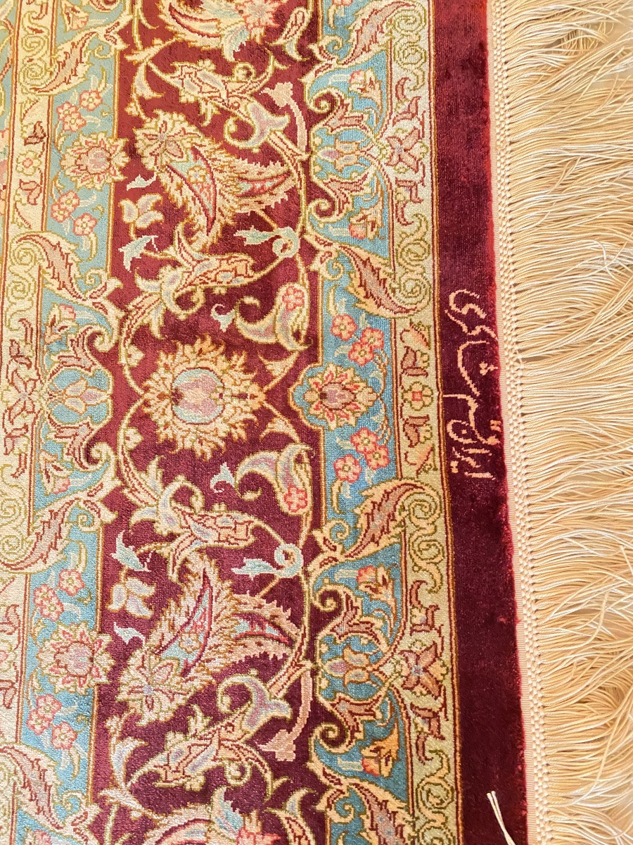  Important Ghoum (qom) Silk Rug Signed Shakeri, Iran, 207 X 134 Cm, Hand-knotted-photo-3
