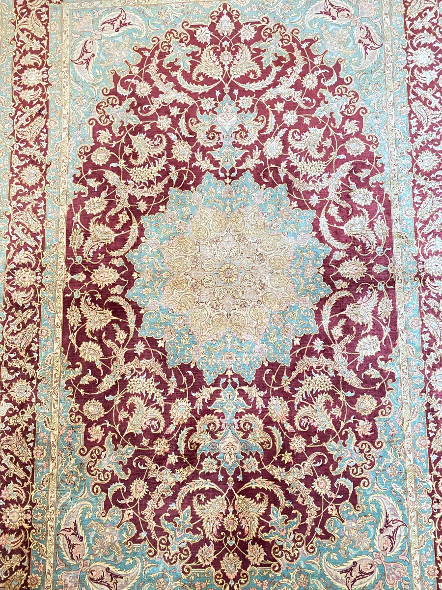  Fine Signed Persian Qom Silk Carpet By Shakeri – Iran – 207 × 134 Cm-photo-4