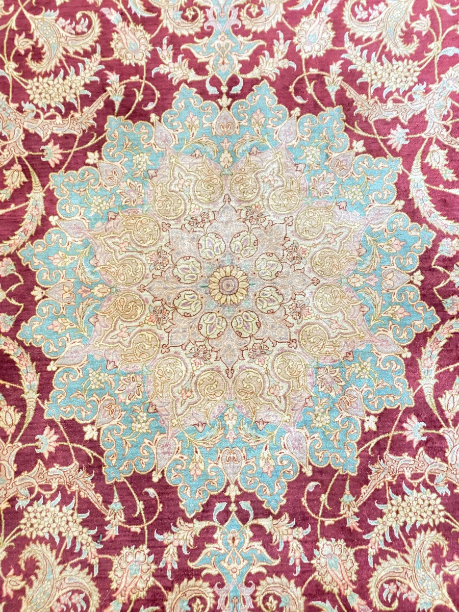  Fine Signed Persian Qom Silk Carpet By Shakeri – Iran – 207 × 134 Cm-photo-5