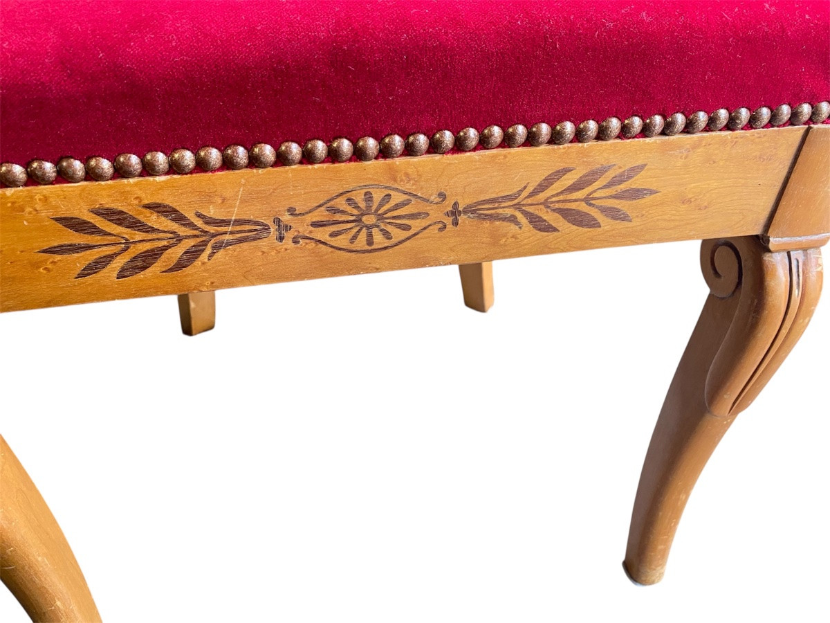 Paire de chaises Directoire en bois fruitier clair marqueté, fin XIXe siècle-photo-4