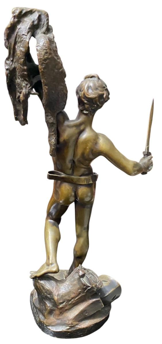 émile Carlier (1849-1927) Jason And The Golden Fleece, Bronze, Susse Frères, H. 51 Cm-photo-2