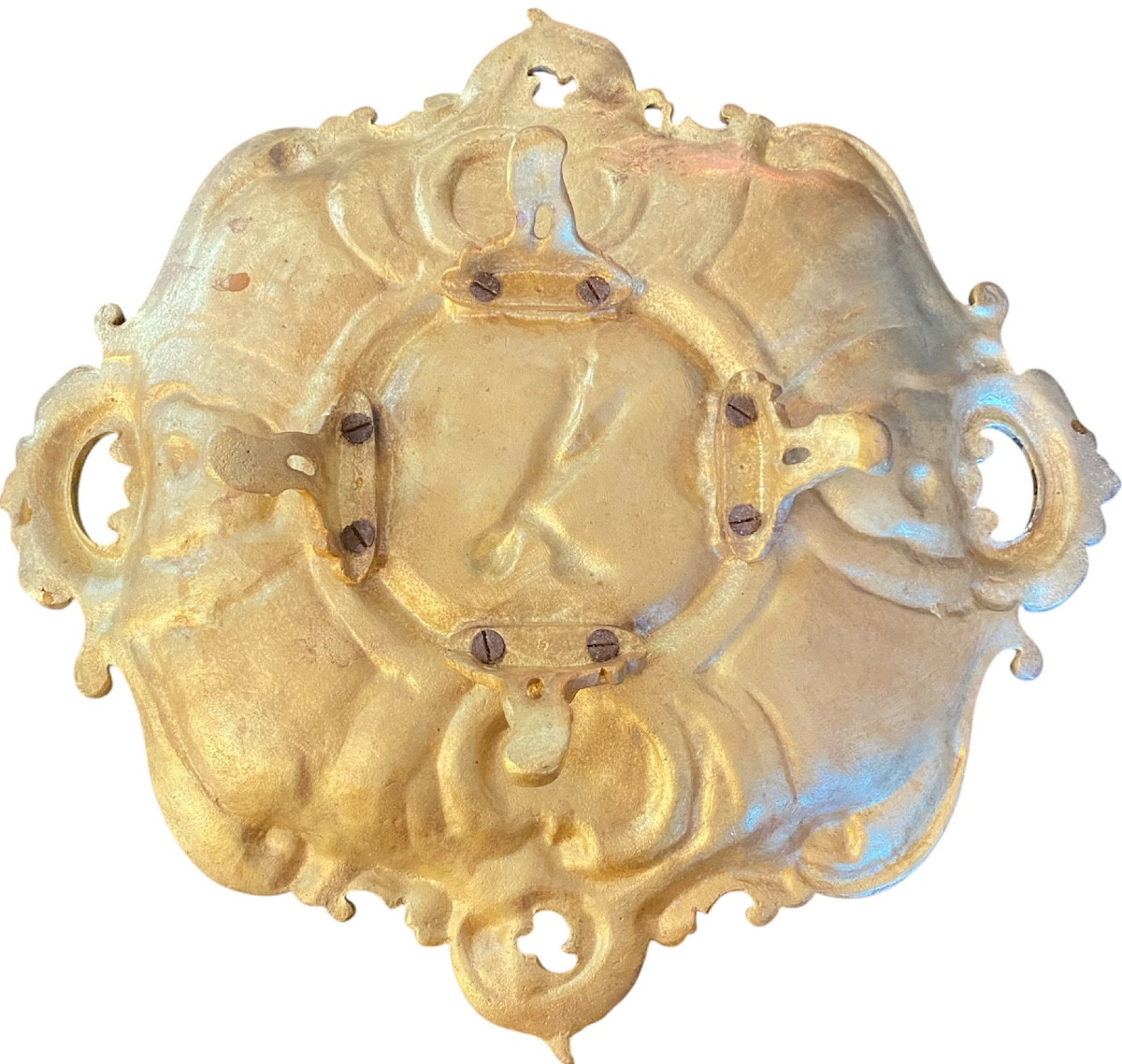 Grand plateau décoratif en bronze doré à décor de putto, style Louis XV – Napoléon III, XIXᵉ -photo-2