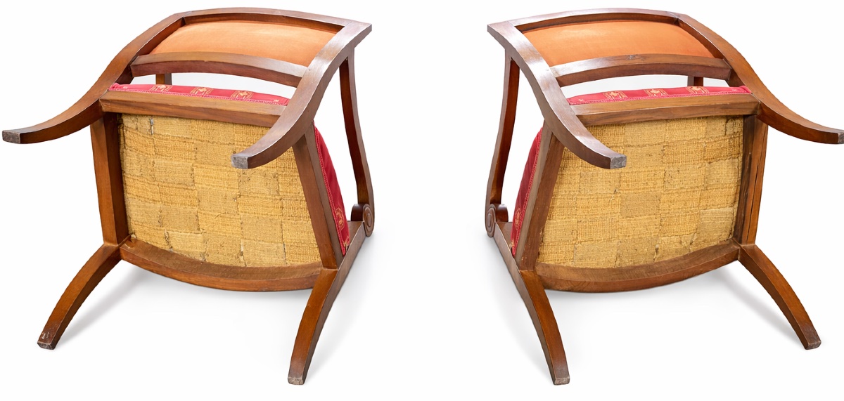 Pair Of Restoration Period Walnut Armchairs With Scrolled Armrests – 19th Century-photo-3