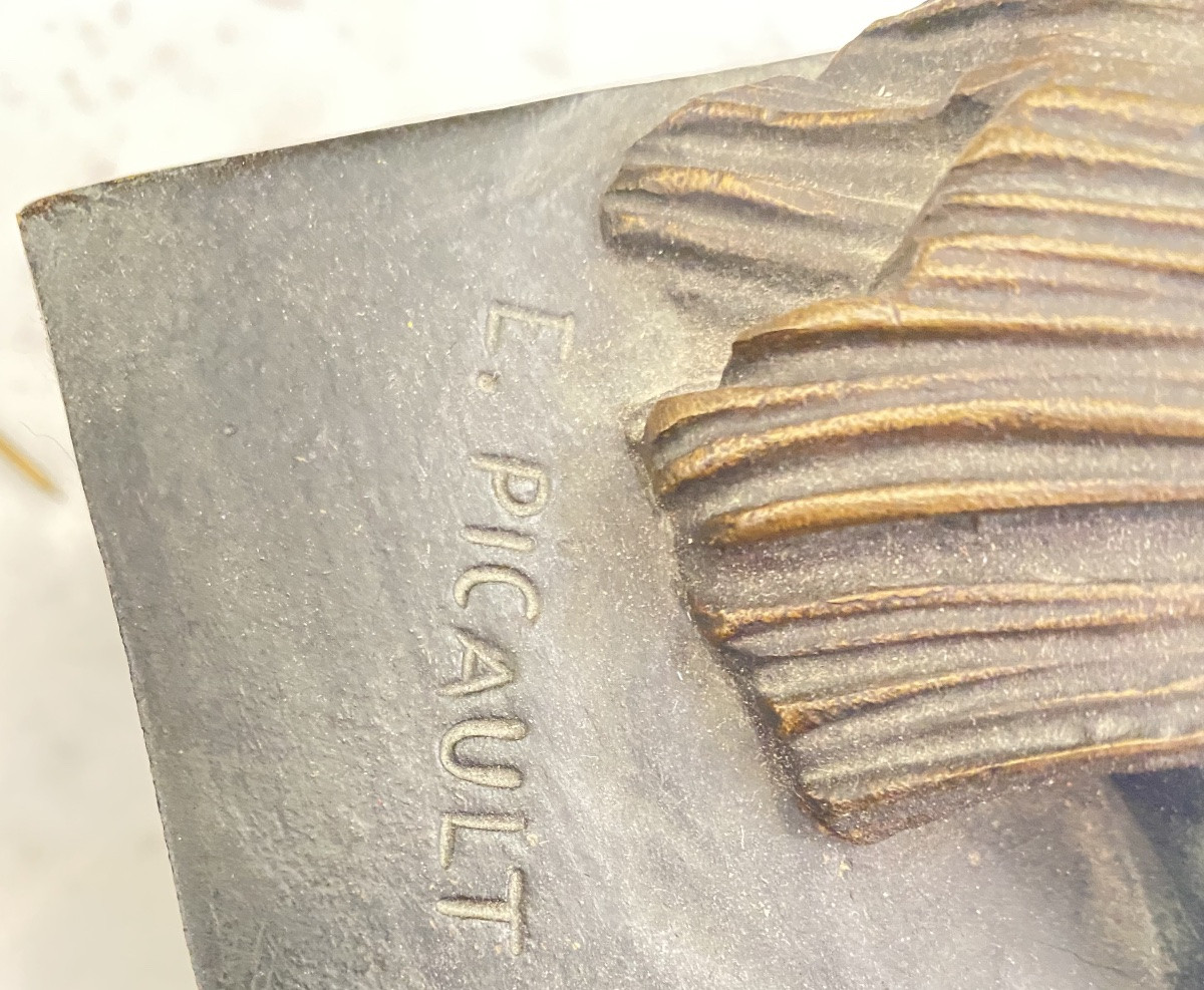 Grande sculpture en bronze « Virtutes Civicae », signée Émile Louis Picault, XIXᵉ siècle-photo-2