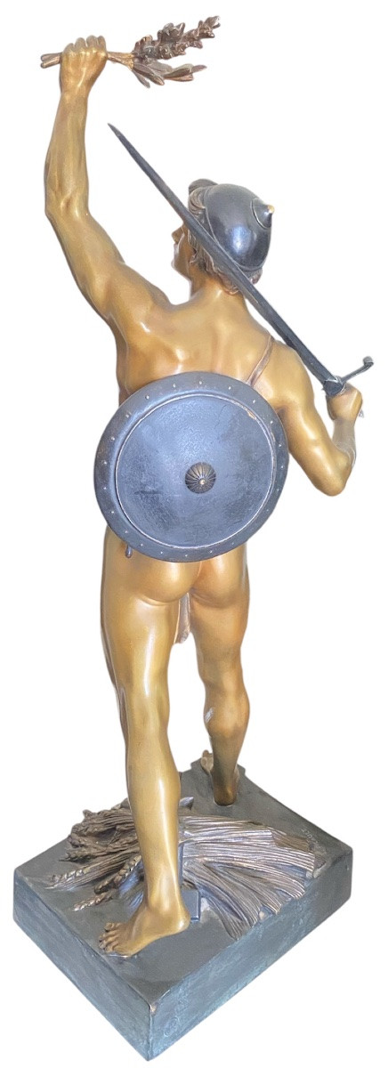 Grande sculpture en bronze « Virtutes Civicae », signée Émile Louis Picault, XIXᵉ siècle-photo-1