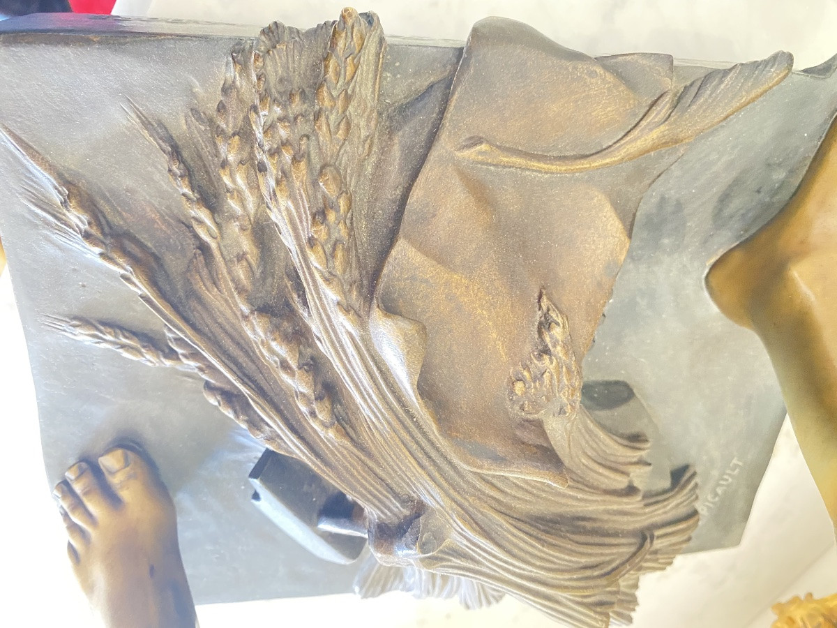 Grande sculpture en bronze « Virtutes Civicae », signée Émile Louis Picault, XIXᵉ siècle-photo-3