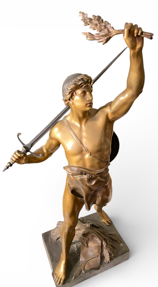 Grande sculpture en bronze « Virtutes Civicae », signée Émile Louis Picault, XIXᵉ siècle