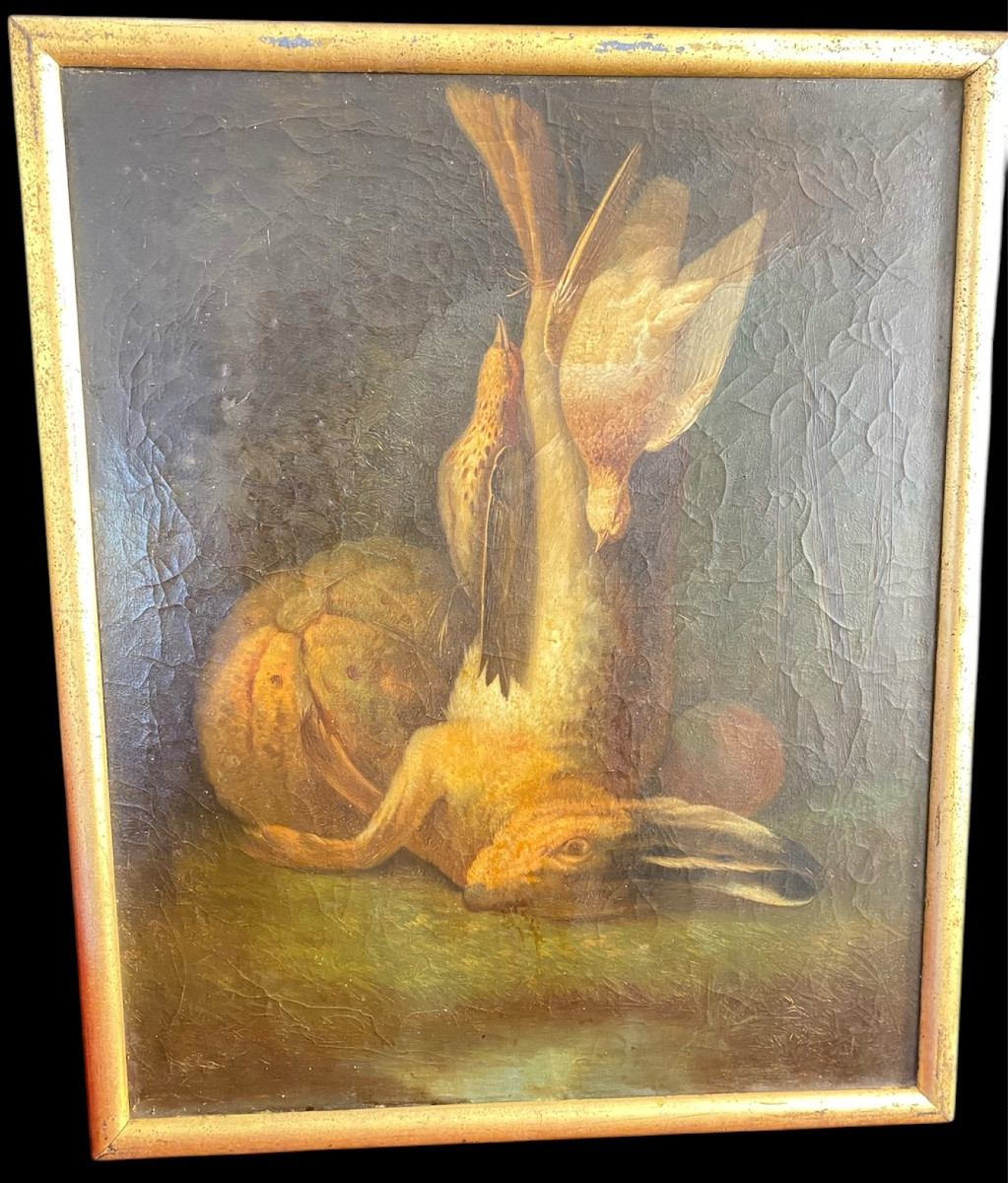 Paire de natures mortes au gibier, huile sur toile, fin XIXe siècle-photo-2