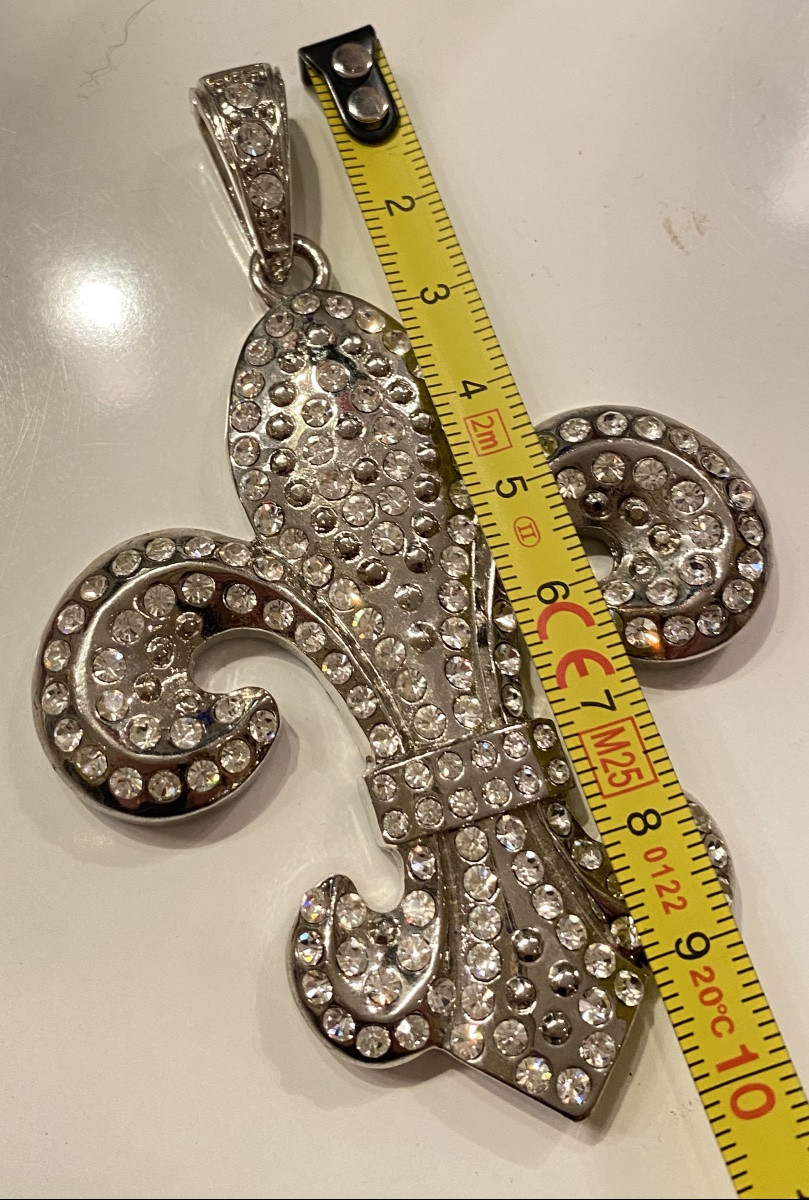 Important pendentif fleur de lys signé MD, attribué à Marc Deloche-photo-2