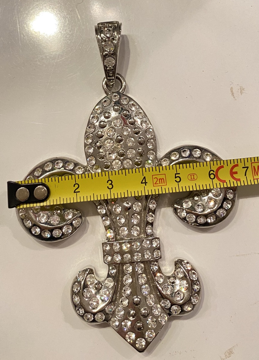 Important pendentif fleur de lys signé MD, attribué à Marc Deloche-photo-3