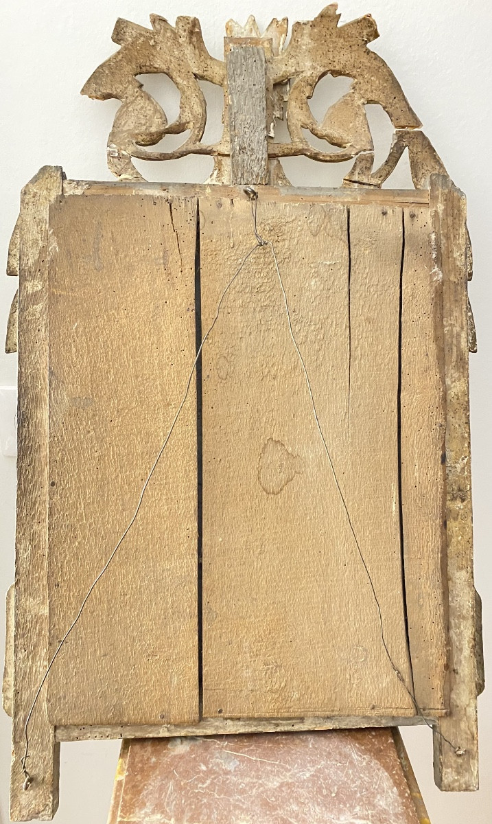 Miroir Louis XVI d’époque XVIIIe en bois sculpté et doré-photo-2