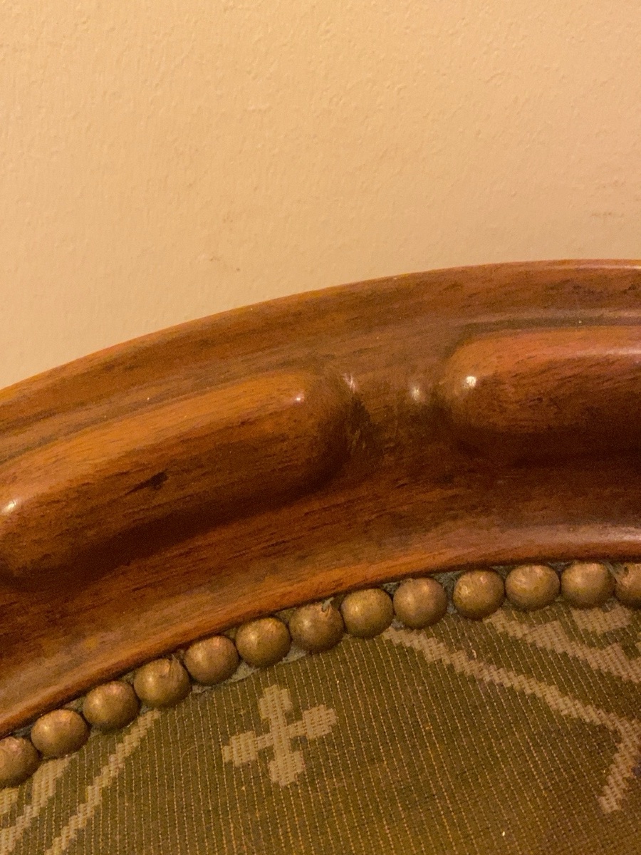 Paire de Fauteuils Napoléon III en Noyer Sculpté – Tapisserie Florale – XIXe Siècle-photo-4