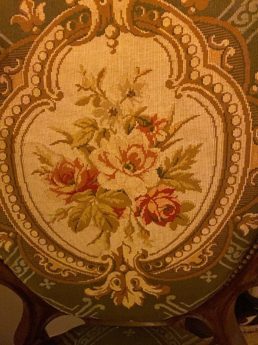 Paire de Fauteuils Napoléon III en Noyer Sculpté – Tapisserie Florale – XIXe Siècle-photo-1