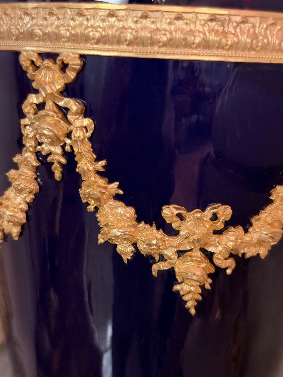 Cobalt-blue Vase Marked Sèvres With Gilt-bronze Mounts, Louis XVI Style, 19th Century-photo-3