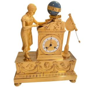 Gilt Bronze Clock With Celestial Globe – Allegory Of Astronomy – Napoleon III