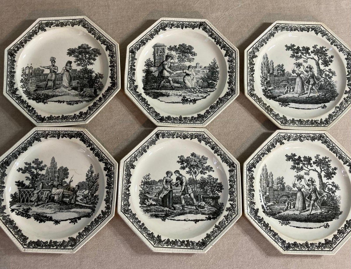 Creil, 6 Octagonal Plates 
