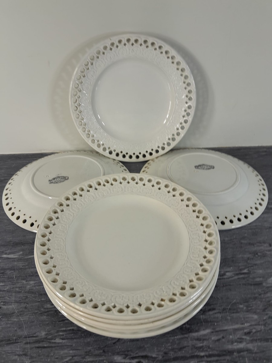 Creil And Montereau Series Of Eight Openwork Plates-photo-4