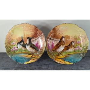 Limoges, Pair Of Animal-decorated Dishes