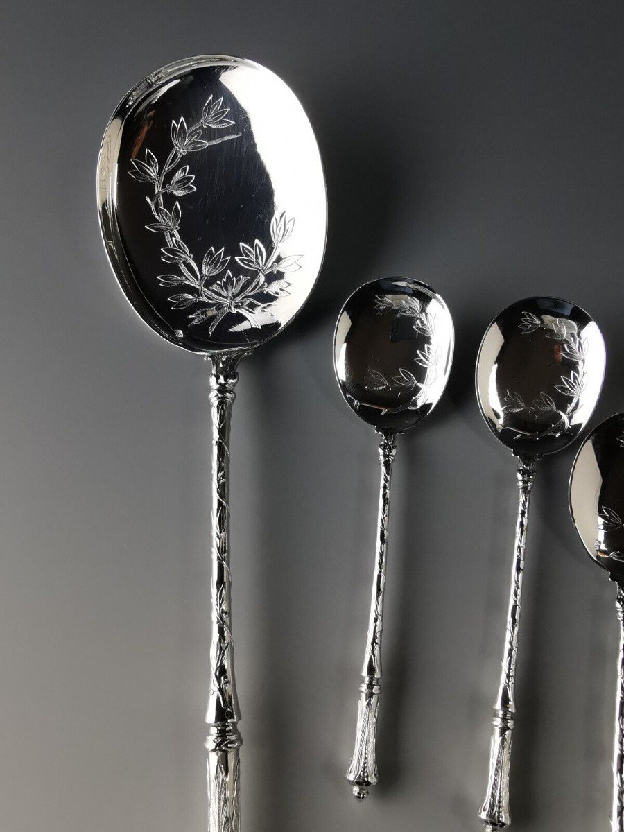 Puiforcat - Ice Cream Spoons Service - French Minerve Sterling Silver - Mint-photo-2