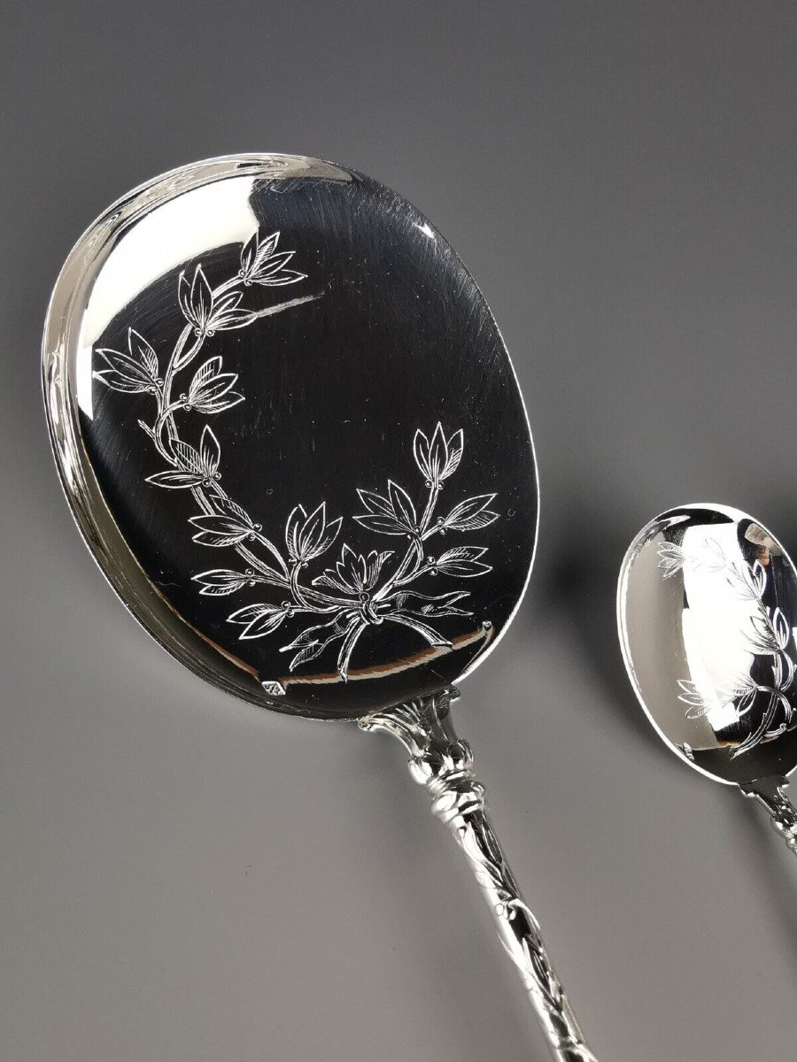 Puiforcat - Ice Cream Spoons Service - French Minerve Sterling Silver - Mint-photo-3