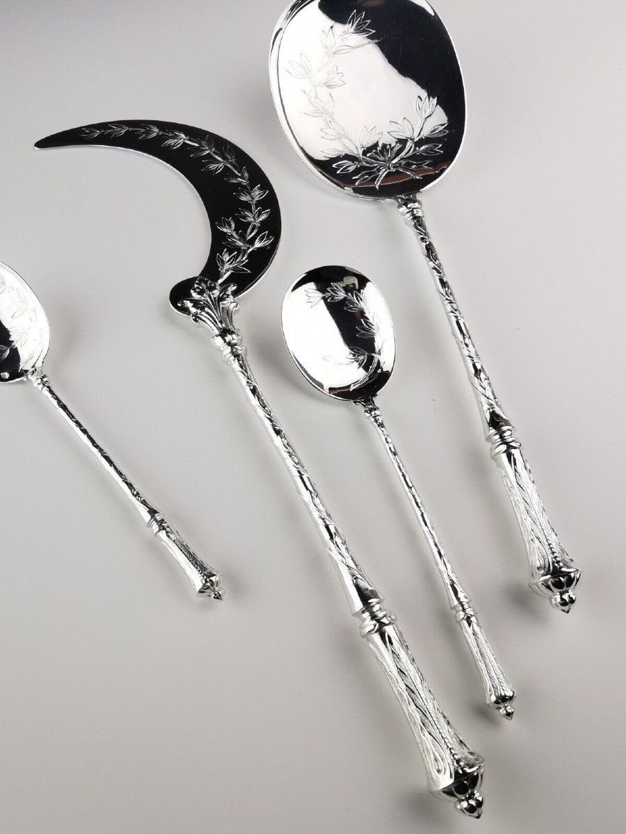 Puiforcat - Ice Cream Spoons Service - French Minerve Sterling Silver - Mint-photo-5