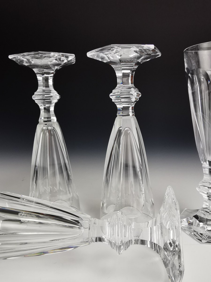 Baccarat - Harcourt 1841 - 5 Crystal Flutes (17.8 Cm) - New Condition-photo-3
