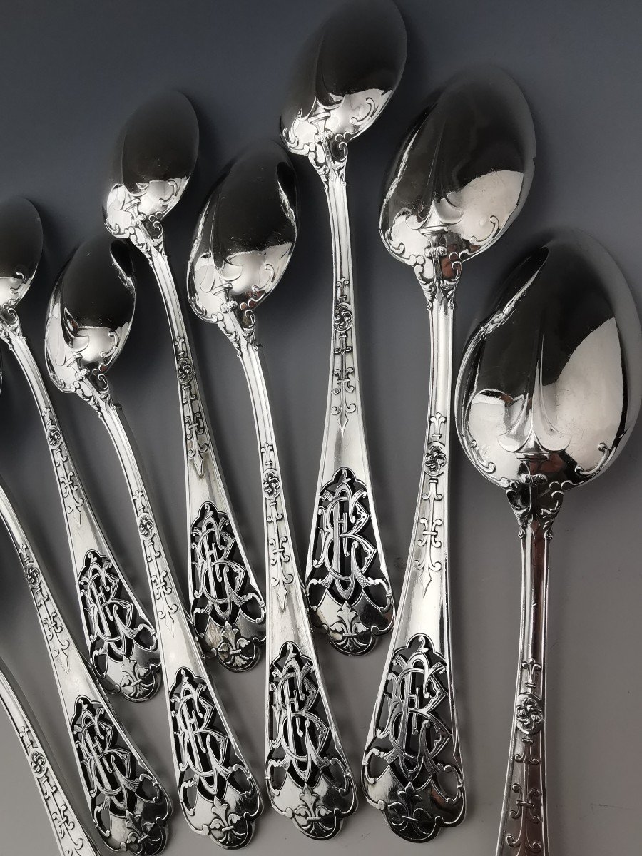 Puiforcat - "fer De Lance" - 6 Table Spoons (12 Pcs Available) - Sterling Silver-photo-3