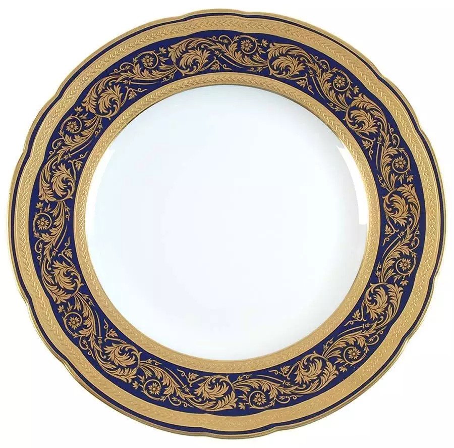 Bernardaud "vendôme" Blue - 17 Dinner Plates Set - Limoges Gold-photo-1
