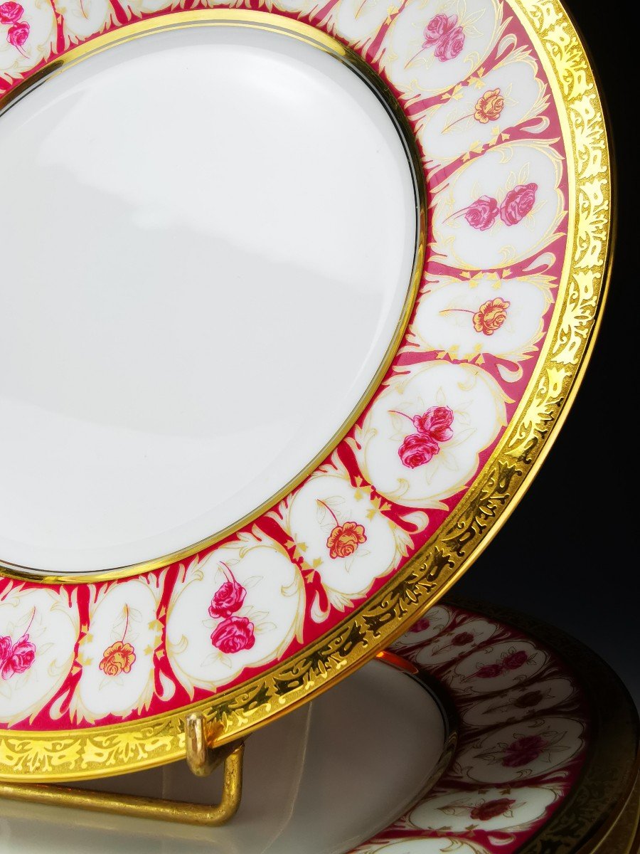 Ch.field Haviland & C. Parlon - "golden Roses" - 10 Dinner Plates-photo-4