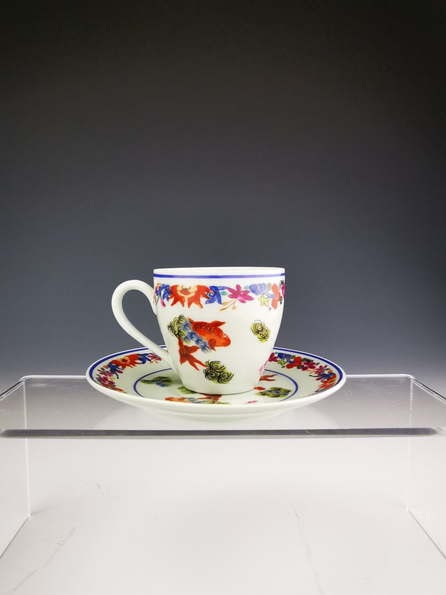 Puiforcat - 11 Coffee/mocha Cups - Limoges Raynaud - "kiang She" - Celadon-photo-3