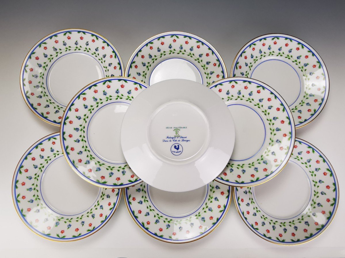 Limoges Céralene Sèvres "lafayette" - 9 Assiettes à Pain - ø 17 Cm (raynaud)-photo-3