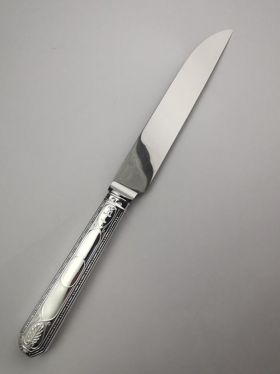 Christofle Et Cardeilhac - 6 Couteaux De Table - Brienne - Argent-photo-2