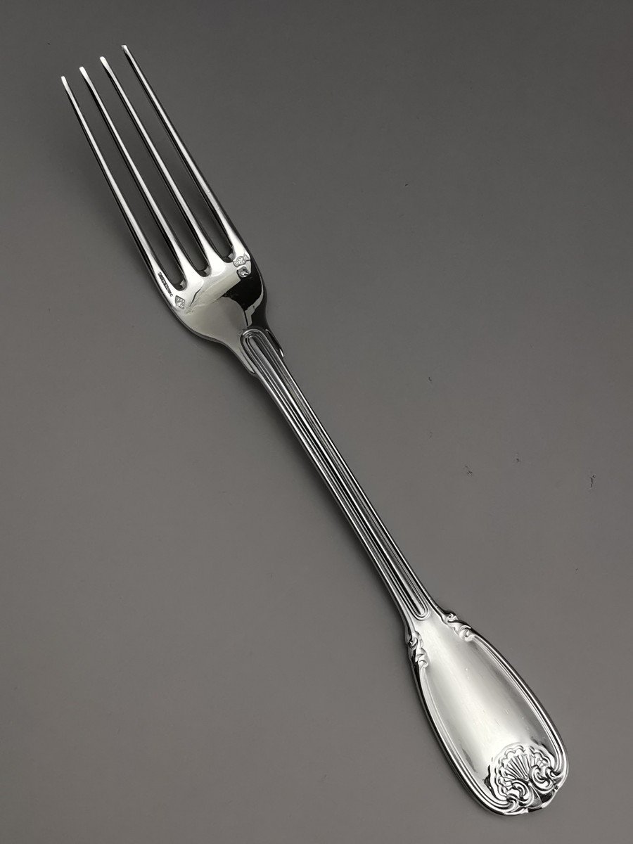 Christofle & Cardeilhac "seals" 6 Entremet / Dessert Forks - Minerva Silver