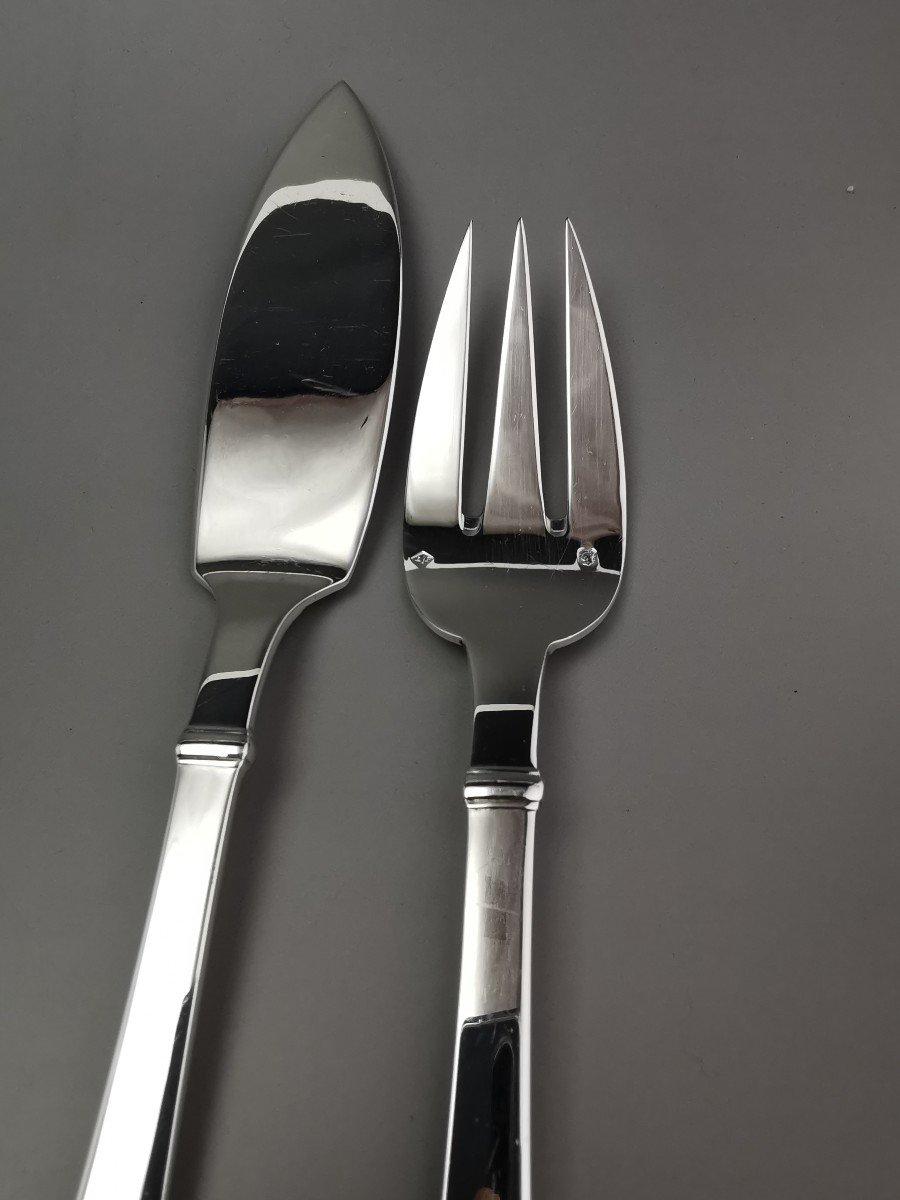 Puiforcat- "Richelieu" - Service à Poisson Pour 12 Pers. (24 Pcs) - Argent Minerve-photo-1