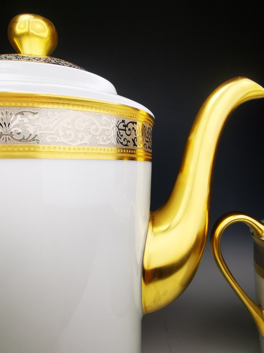 Bernardaud "vulcain" - Tea / Coffee Service - Gold And Platinum Inlay-photo-1