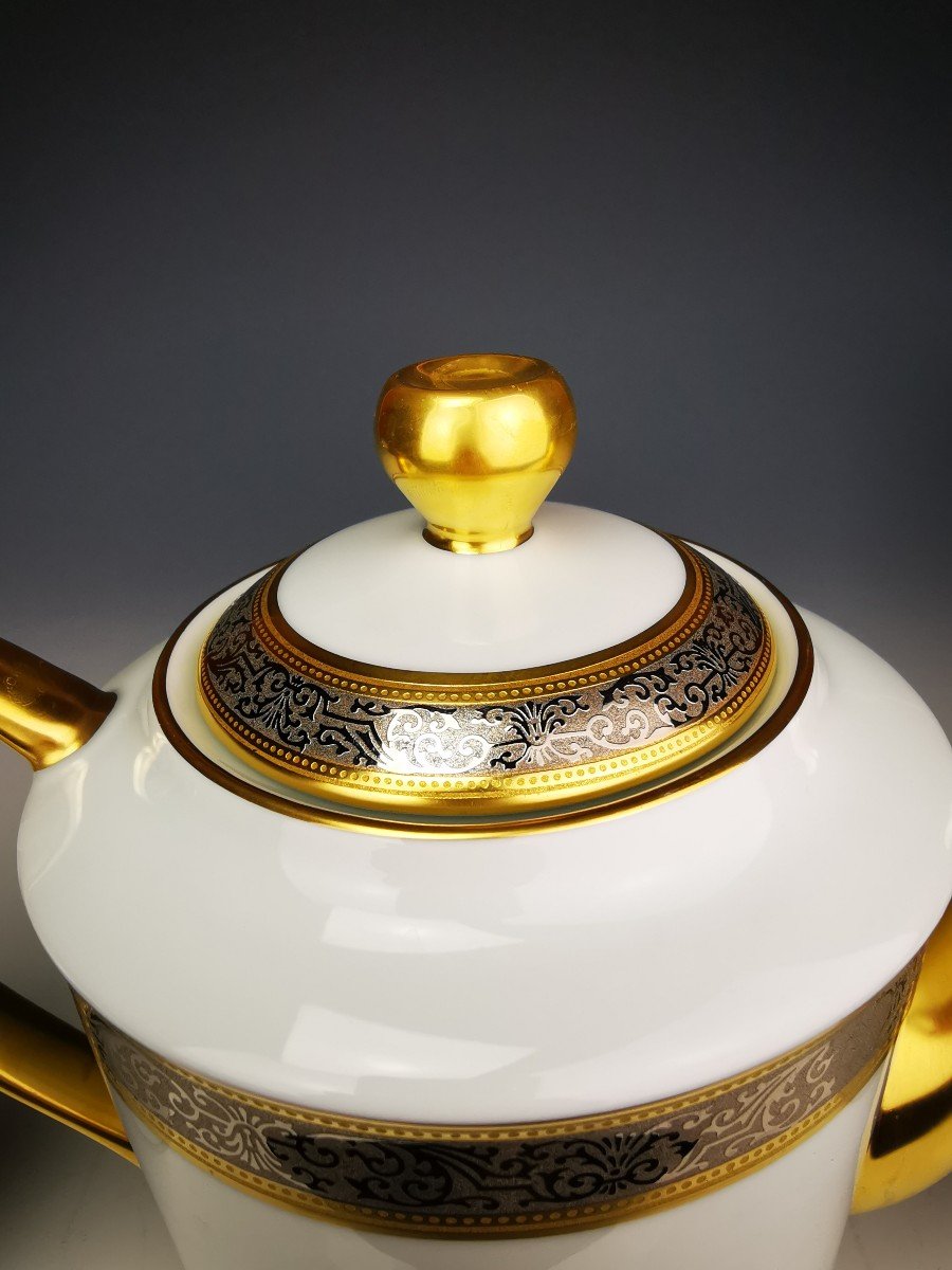 Bernardaud "vulcain" - Tea / Coffee Service - Gold And Platinum Inlay-photo-2